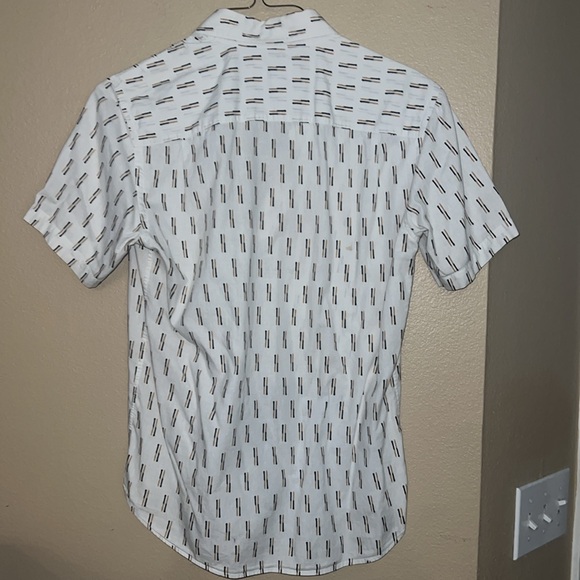 Club Monaco Matchstick Pattern Slim Fit S/S Button Down - Picture 3 of 4